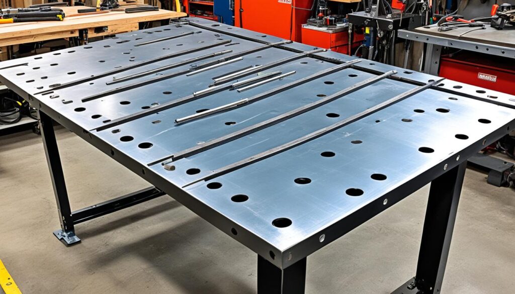 tab and slot welding table, C channel welding table, sink welded into ...