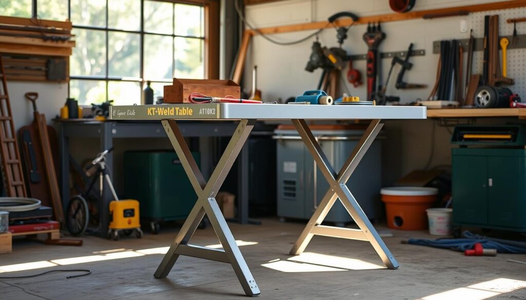 portable folding welding table