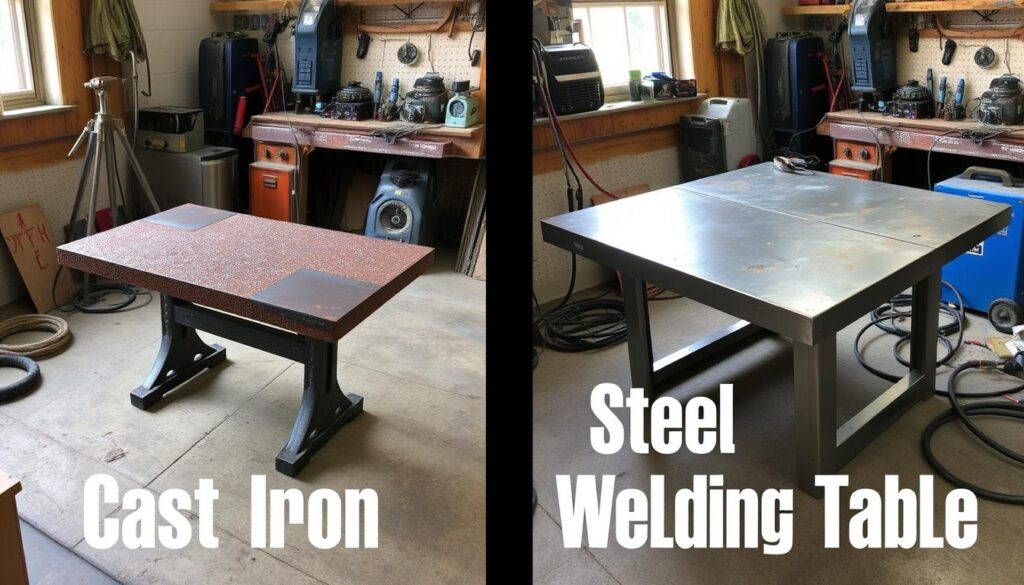 cast iron vs steel welding table